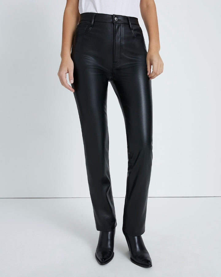 Vegan Faux Leather Easy Slim Pant In Black | 7 For All Mankind