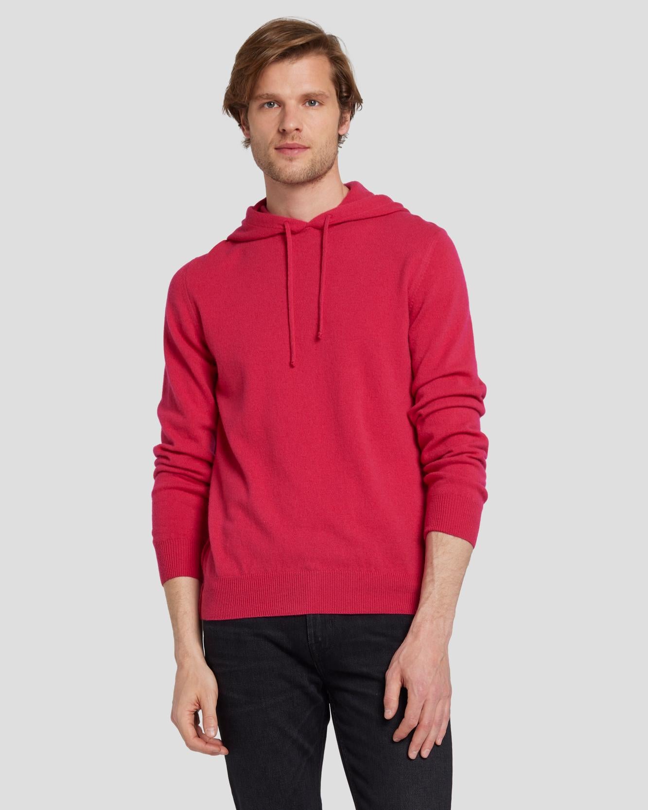 cashmere hoodie in raspberry