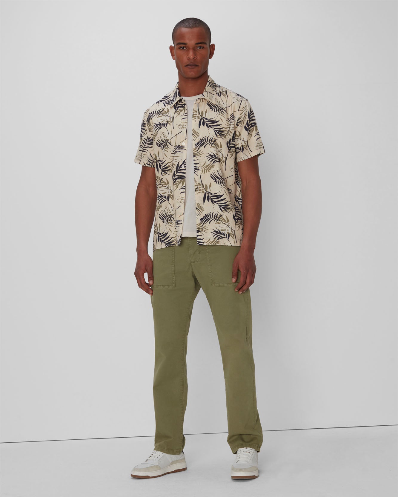 Palm Print Camp Shirt In Tea | 7 For All Mankind