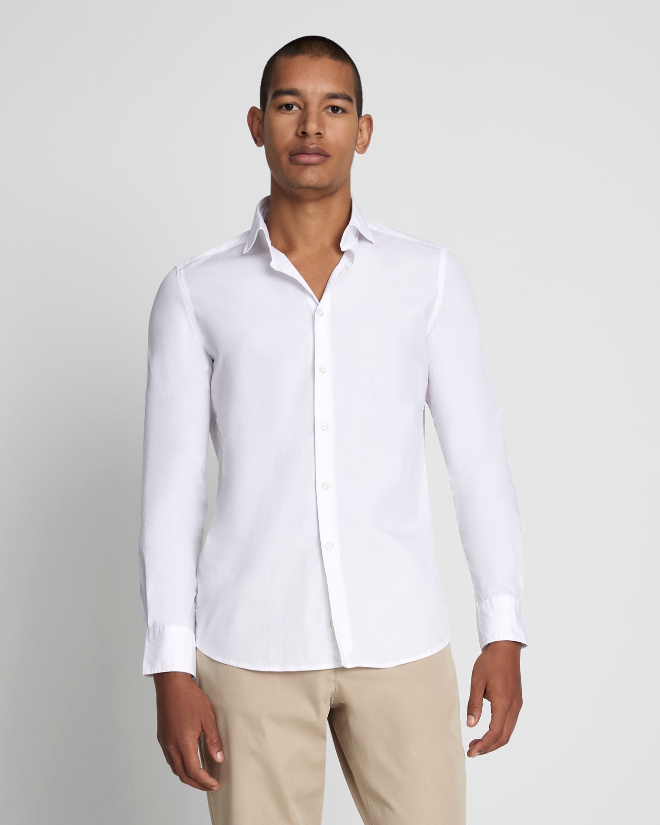 Long Sleeve Poplin Shirt in White | 7 For All Mankind