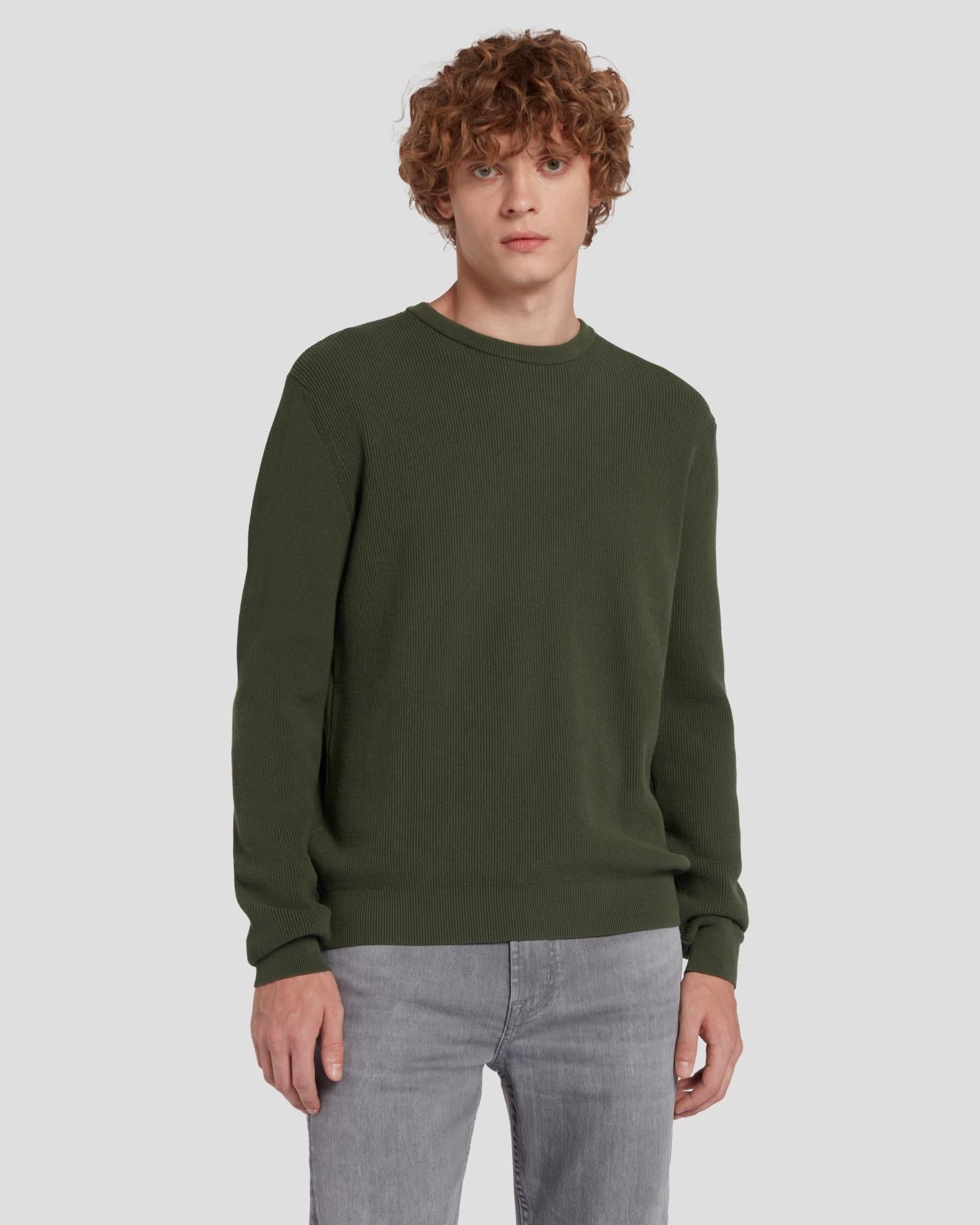 Luxe Performance Ribbed Sweater in Army_ | 7 For All Mankind