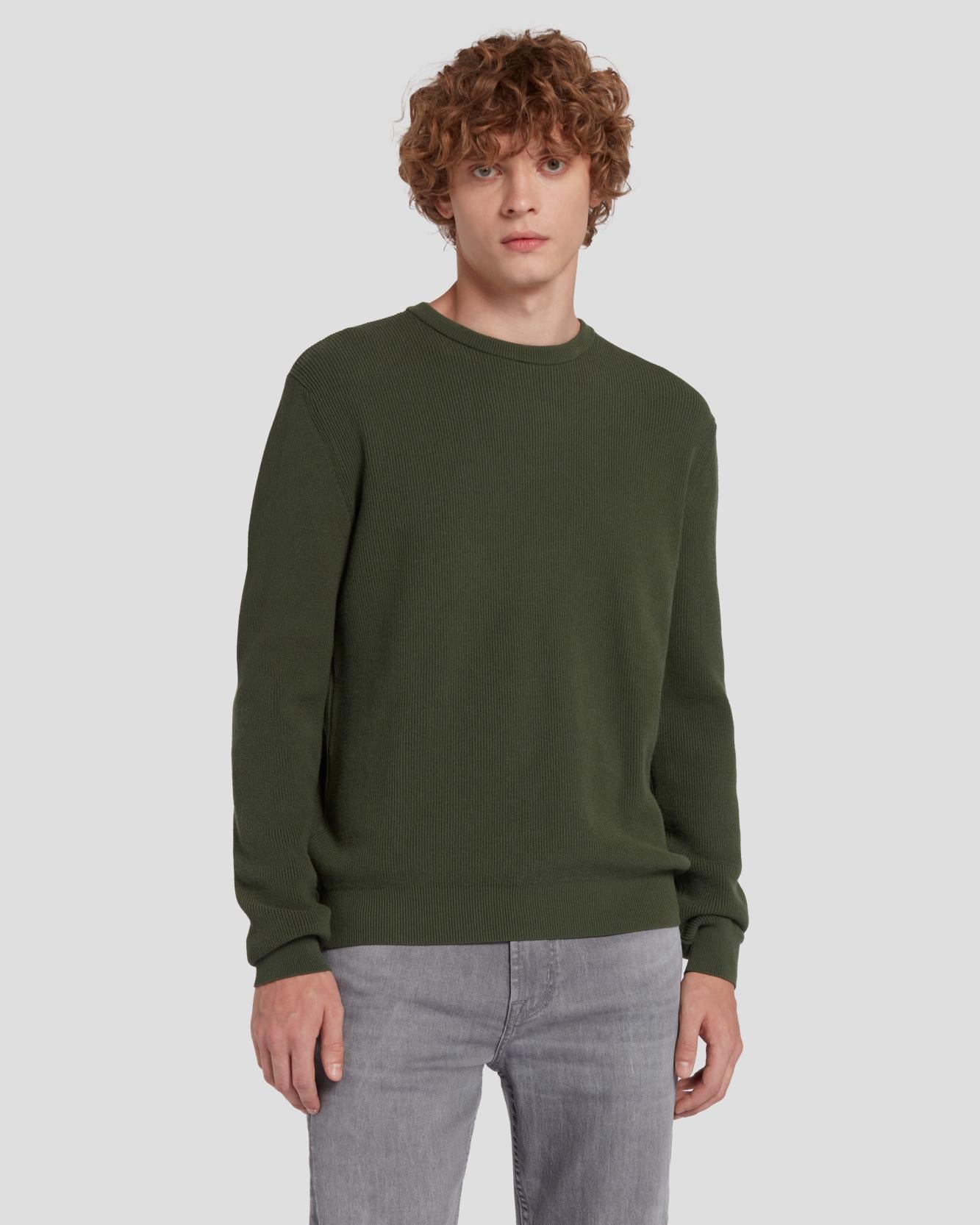 Luxe Performance Ribbed Sweater in Army