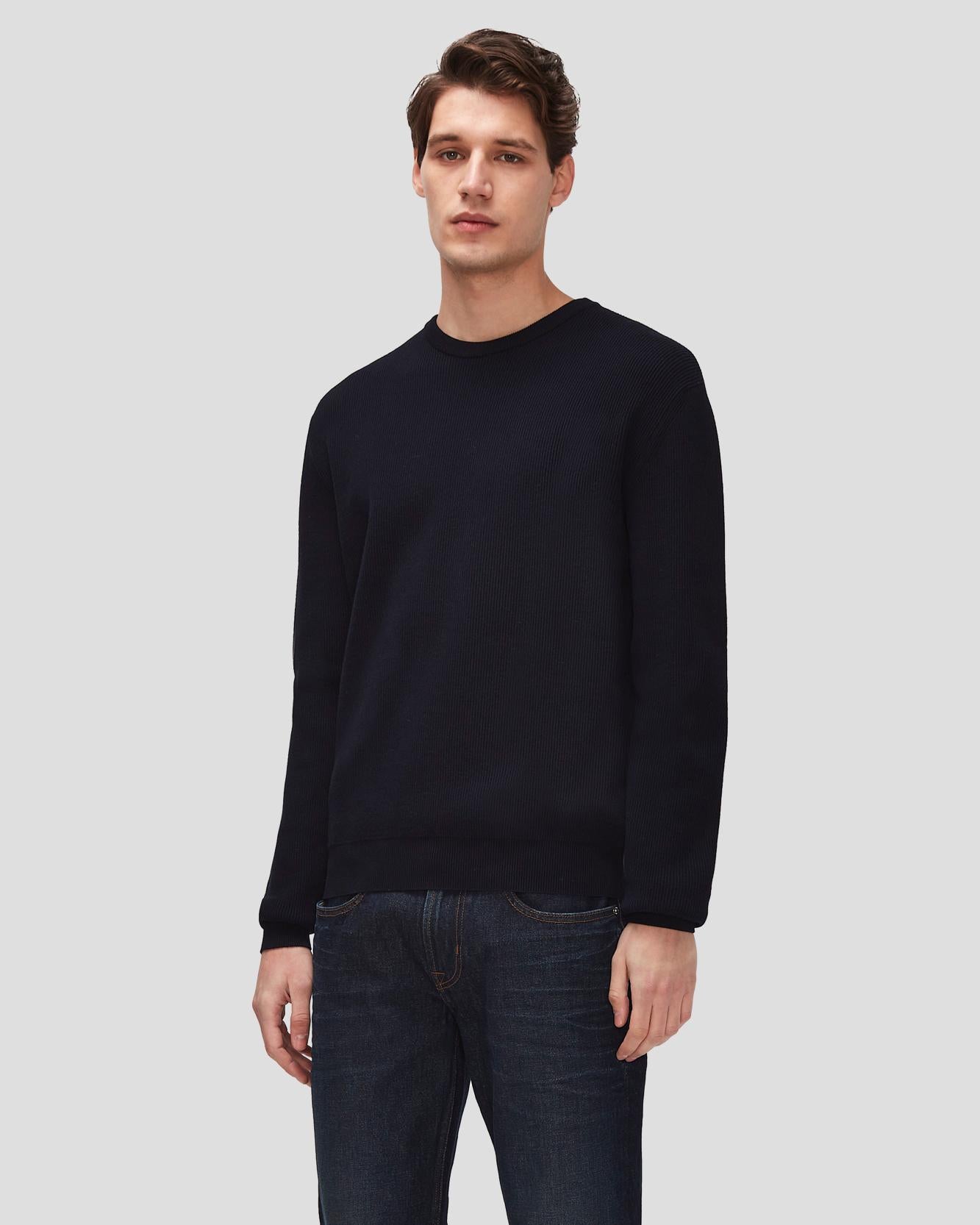 luxe performance plus sweater in navy