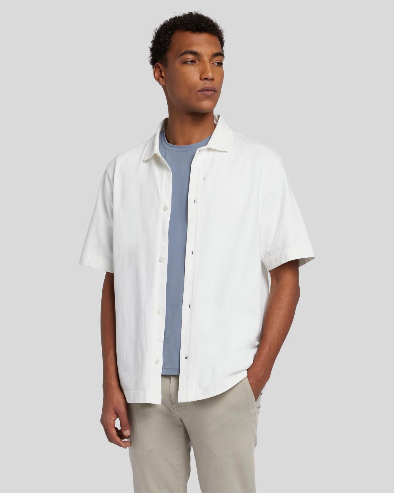 Button Down Mineral Dye Polo in Snow