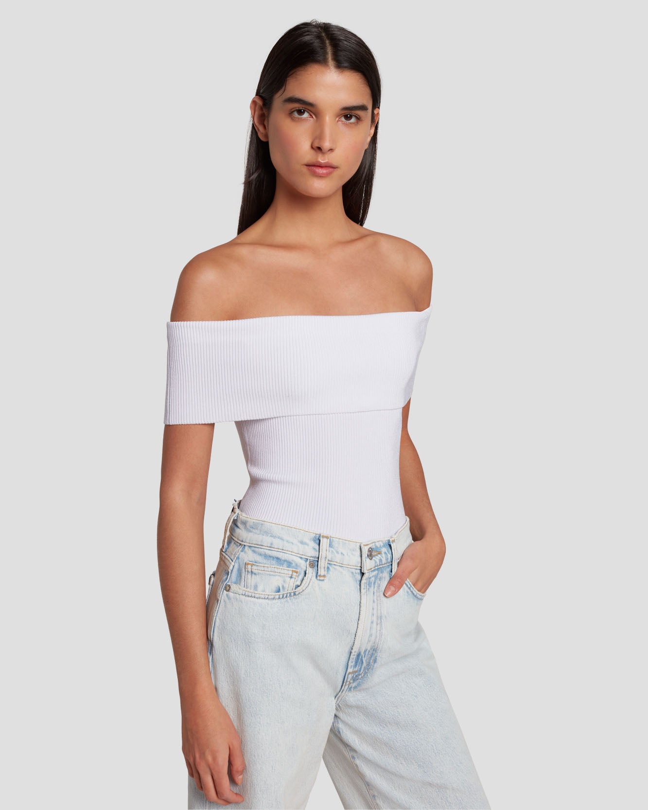Ribbed off-the-shoulder top