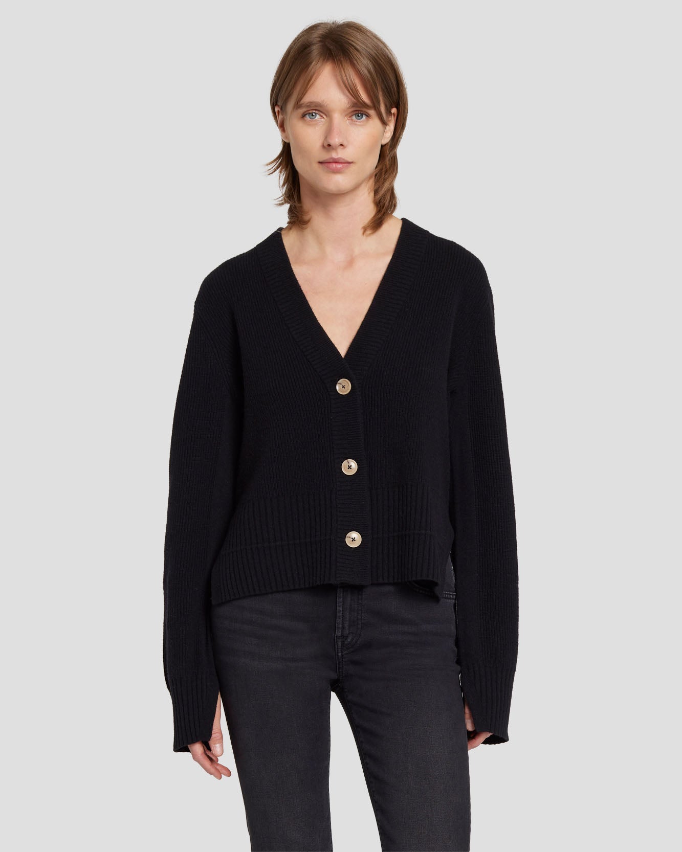 Cashmere Cardigan in Black | 7 For All Mankind
