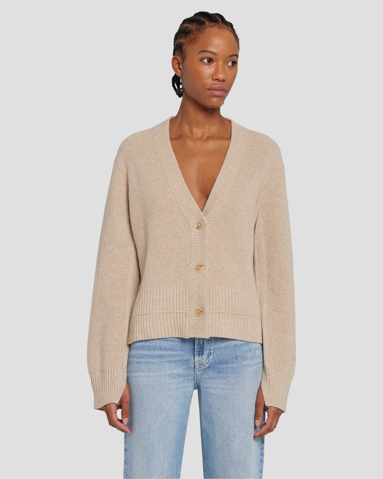 Cashmere Cardigan in Oatmeal | 7 For All Mankind