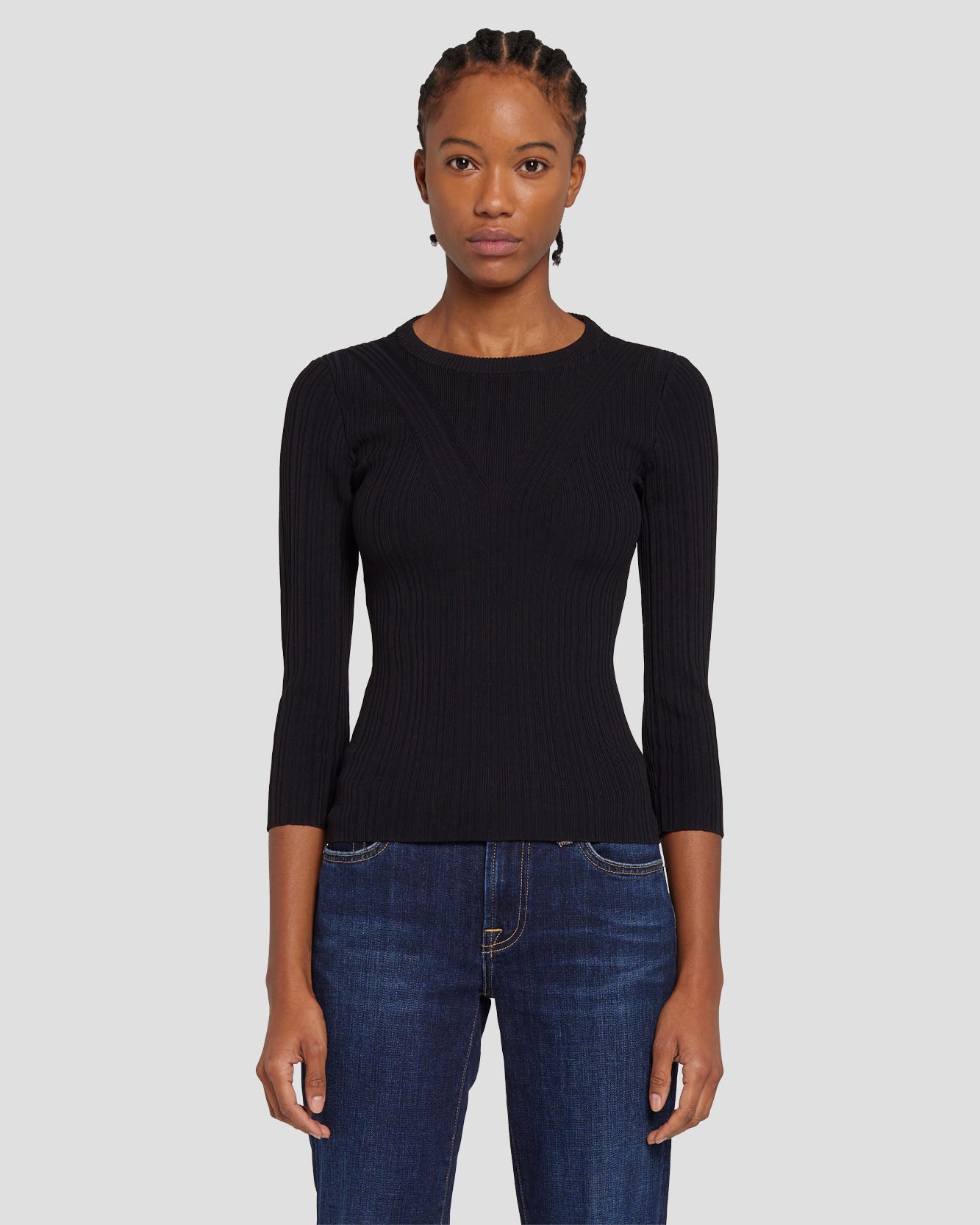 Open Back Knit Top in Black | 7 For All Mankind