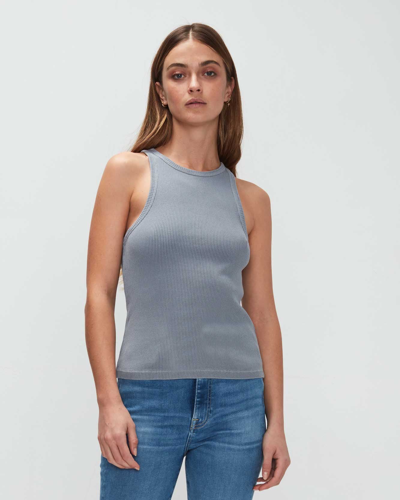 Racerback Tank In Soft Slate | 7 For All Mankind