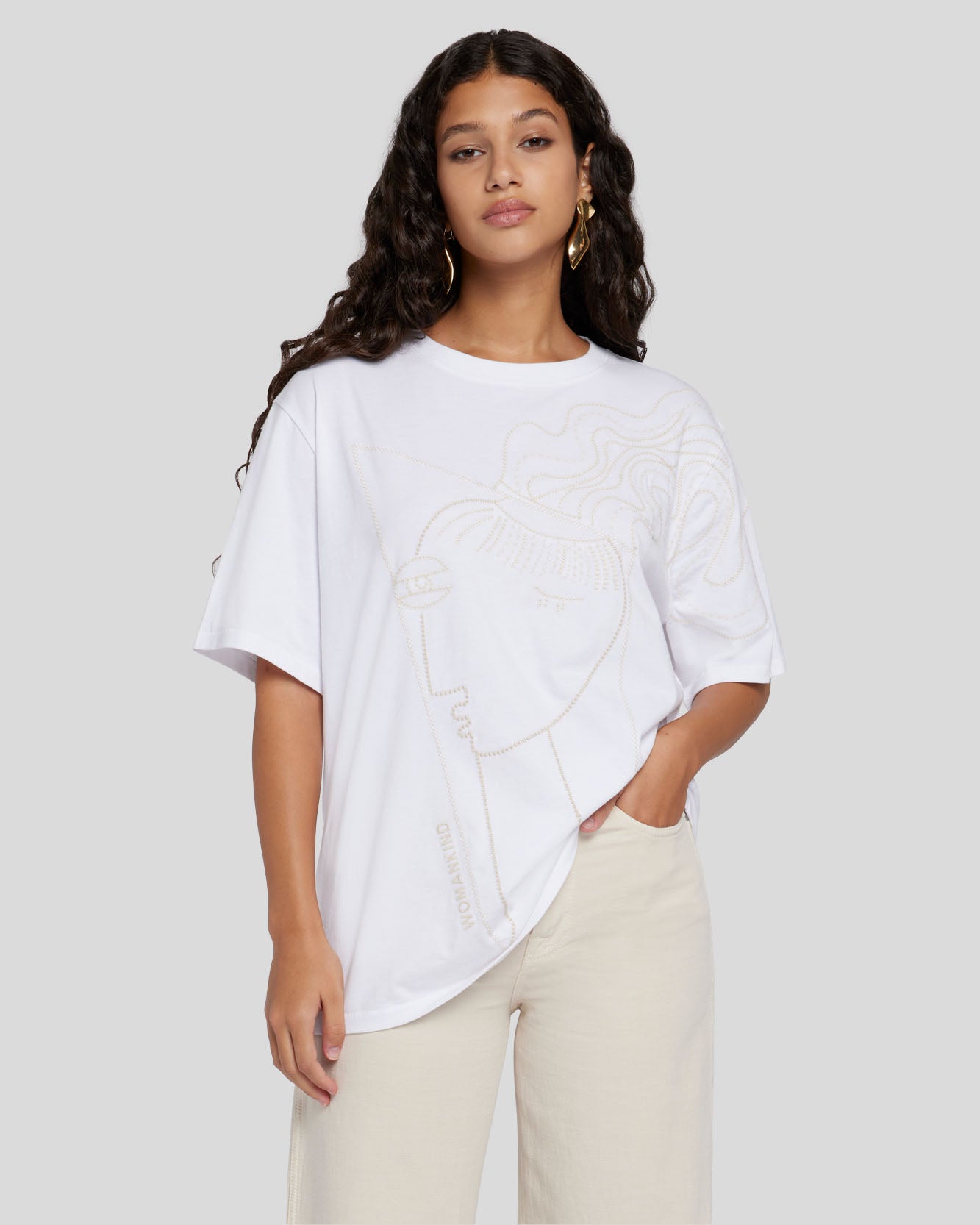 Alexandra Nechita Embroidered Tee in Off White | 7 For All Mankind
