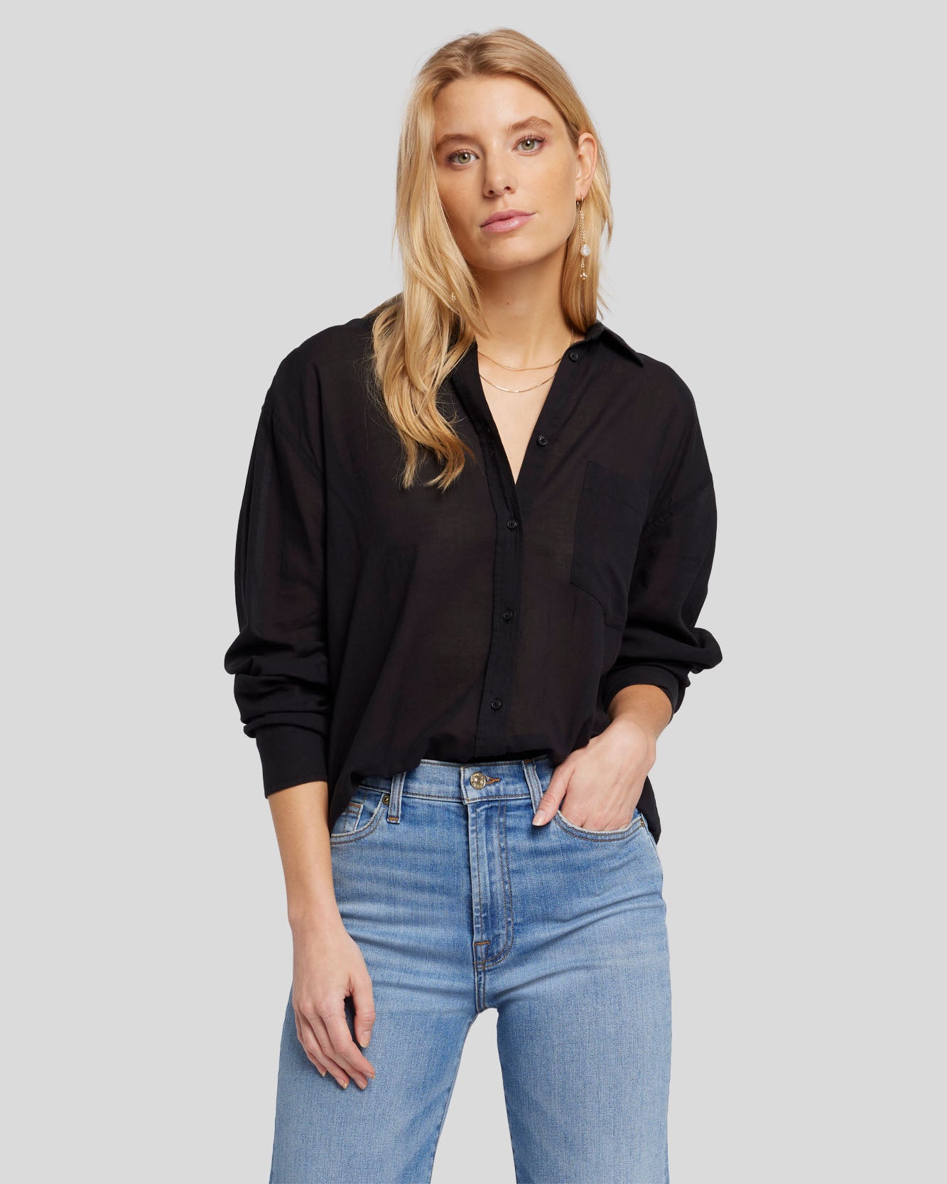 classic button up shirt in black
