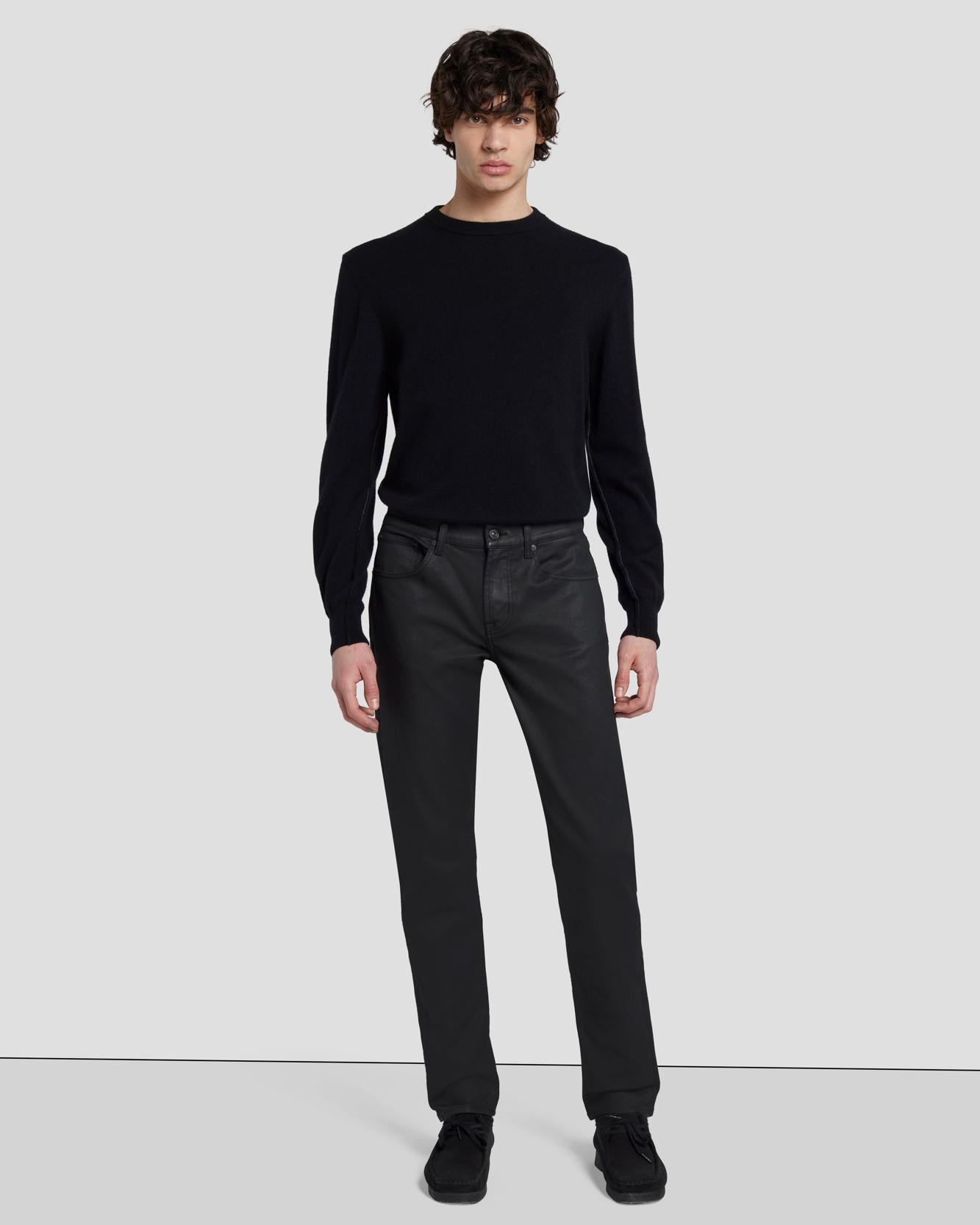 Slimmy Tapered in Coated Black | 7 For All Mankind