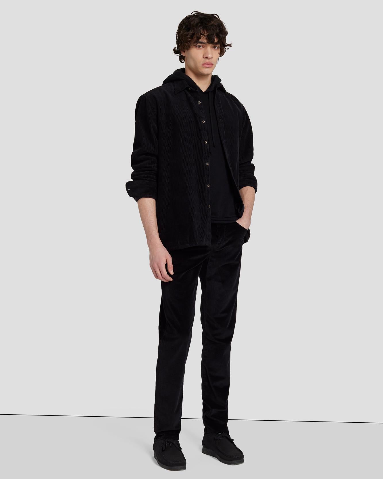 Corduroy Slimmy Tapered in Black | 7 For All Mankind