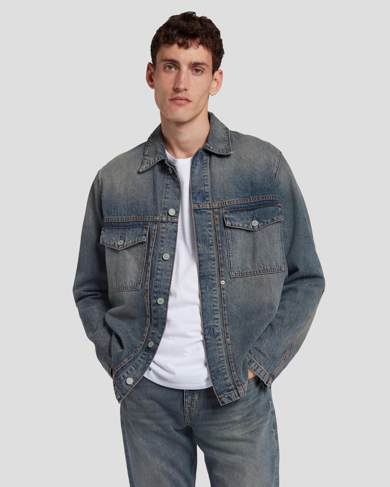 Pleated Overshirt in Air_ | 7 For All Mankind
