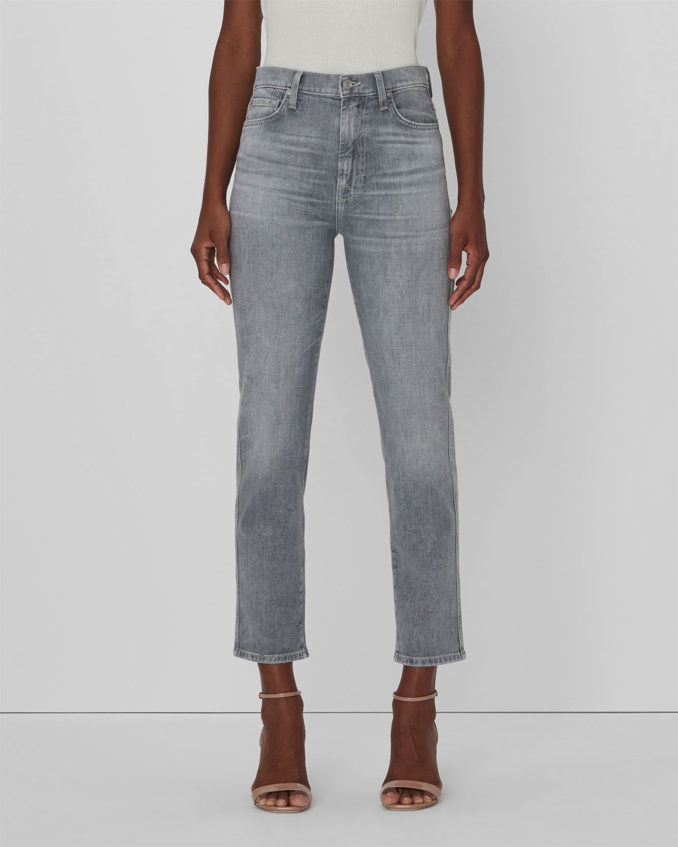 left hand high waist cropped straight in bergamot grey