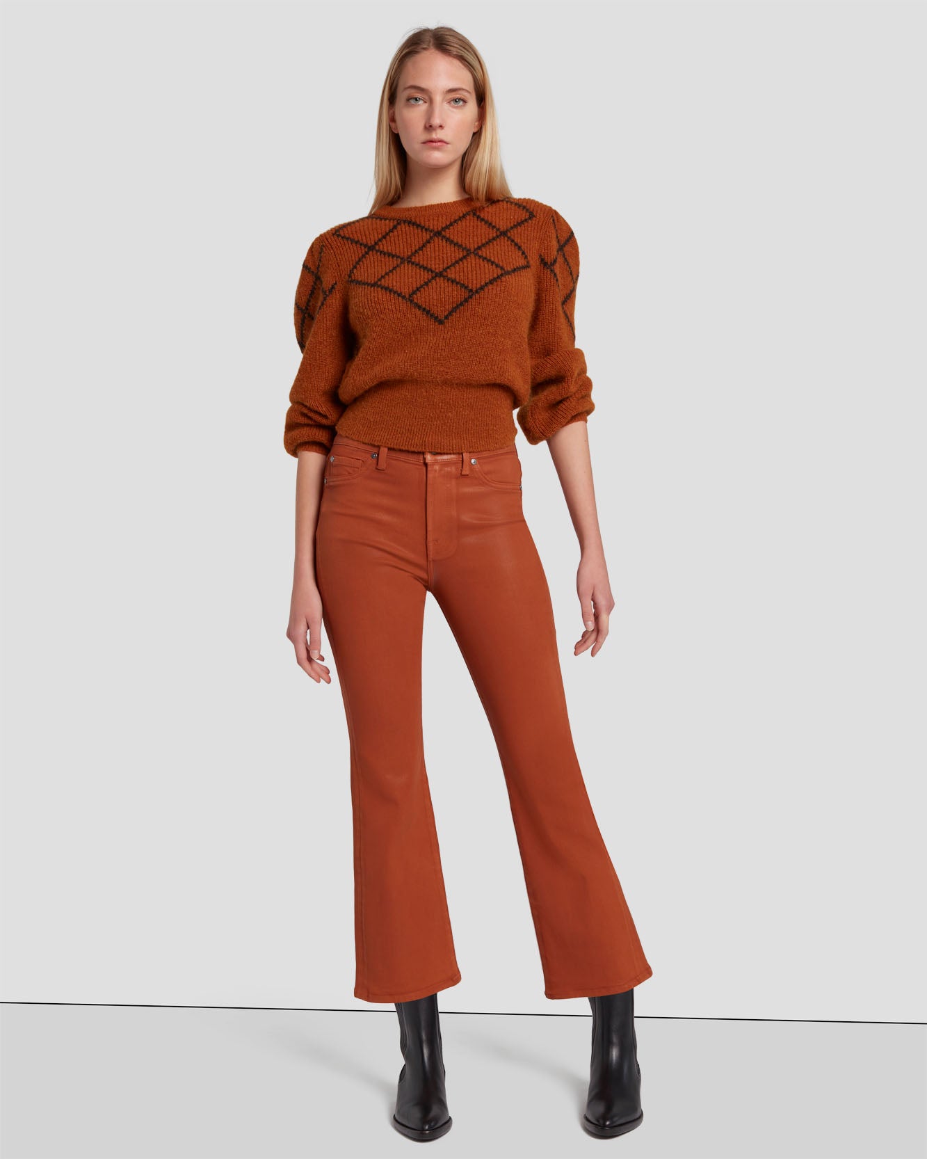 Quince Women's Rust Stretch Cotton Twill Wide-Leg Crop Pants sz 31  Brown-Orange