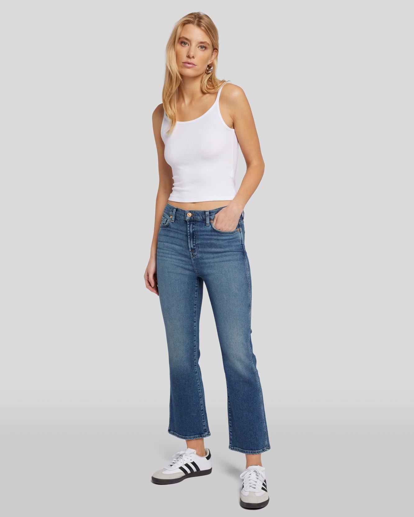 Luxe Vintage High Waist Slim Kick in Sea Level | 7 For All Mankind