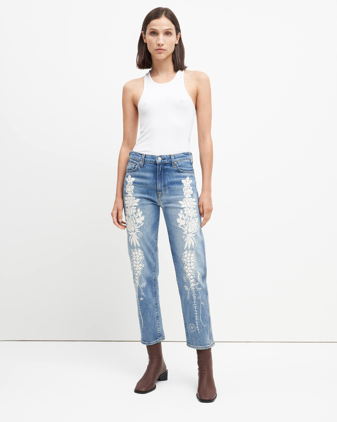 Embroidered bootcut denim pants – BLUEMARBLE