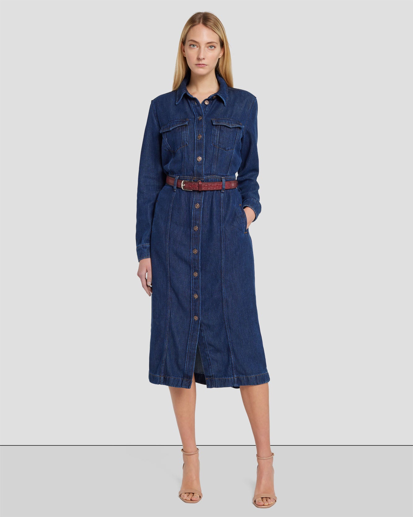 Denim Lustre Luxe Dress in Poppy | 7 For All Mankind