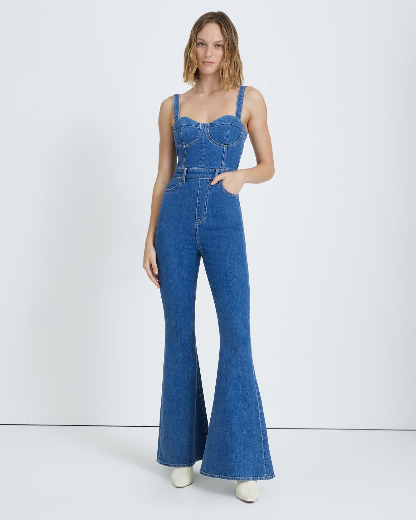 Beauty Denim Mega Flare Jumpsuit in Diana | 7 For All Mankind