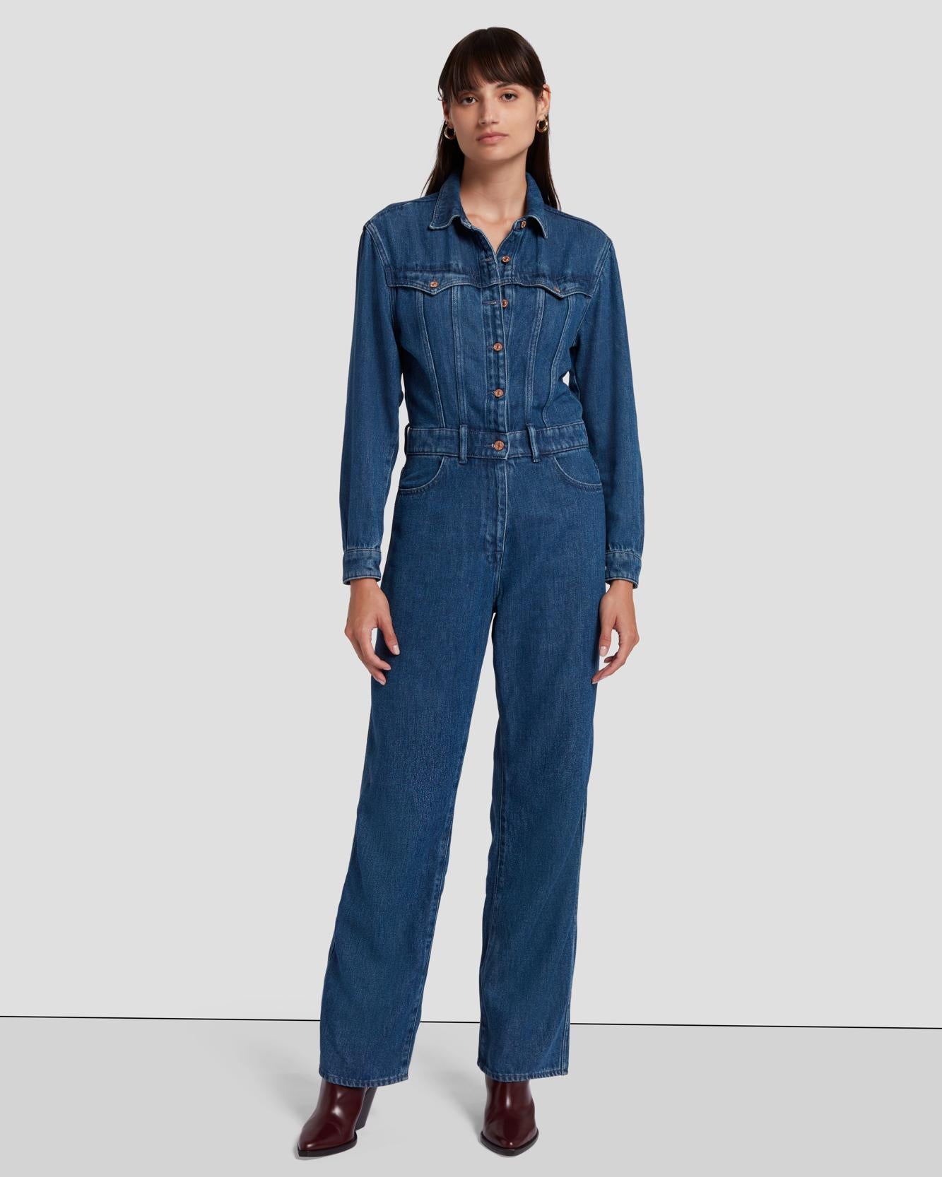 western denim jumpsuit in dolly