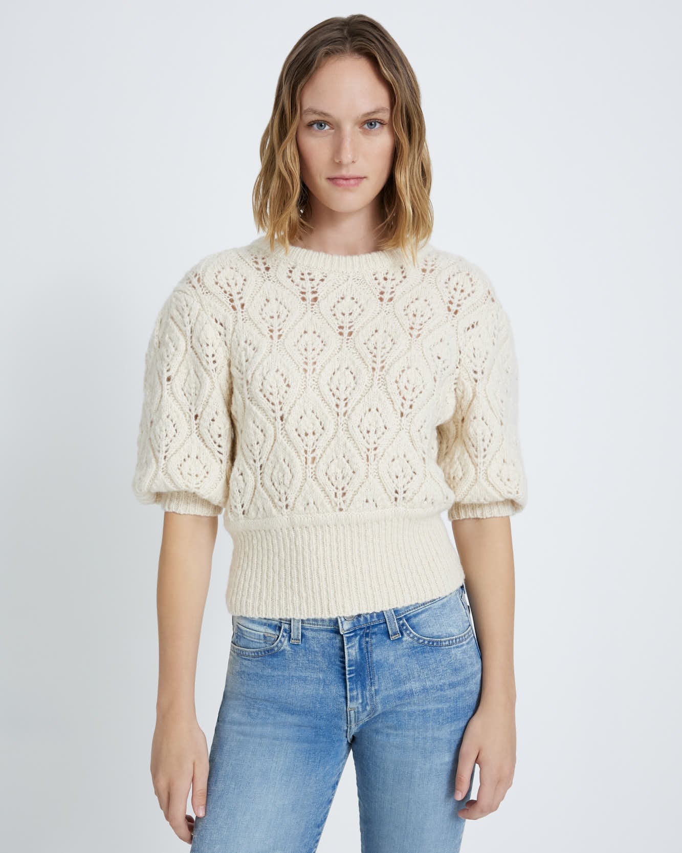 Pointelle Sweater in Cream | 7 For All Mankind