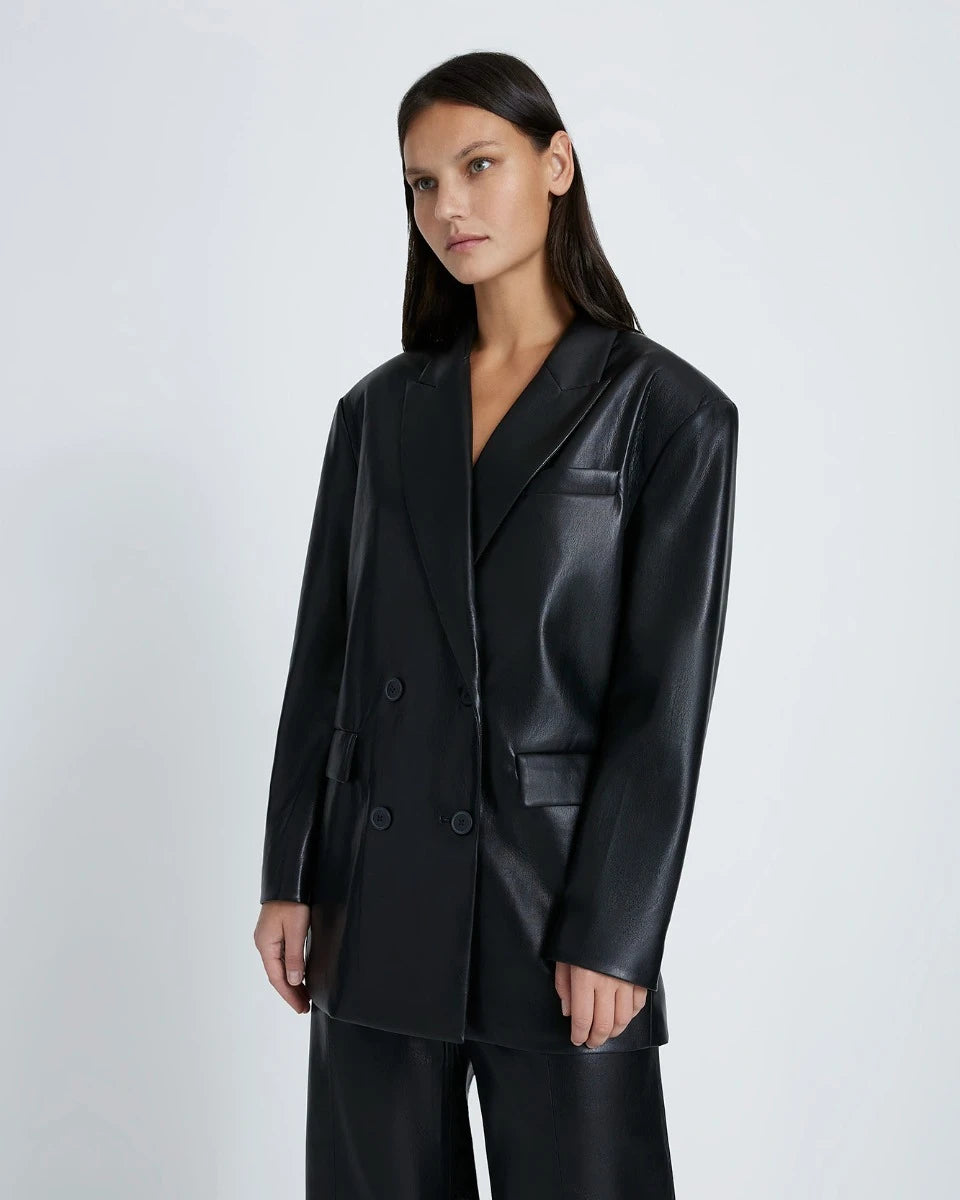Faux Leather Blazer in Black | 7 For All Mankind
