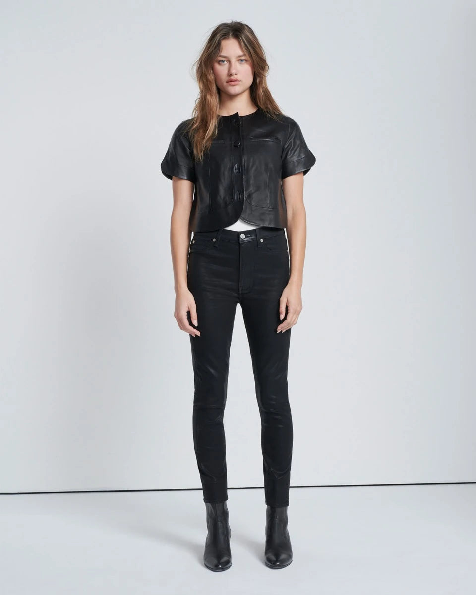 B(Air) High Waist Ankle Skinny In Coated Black 7 For All Mankind