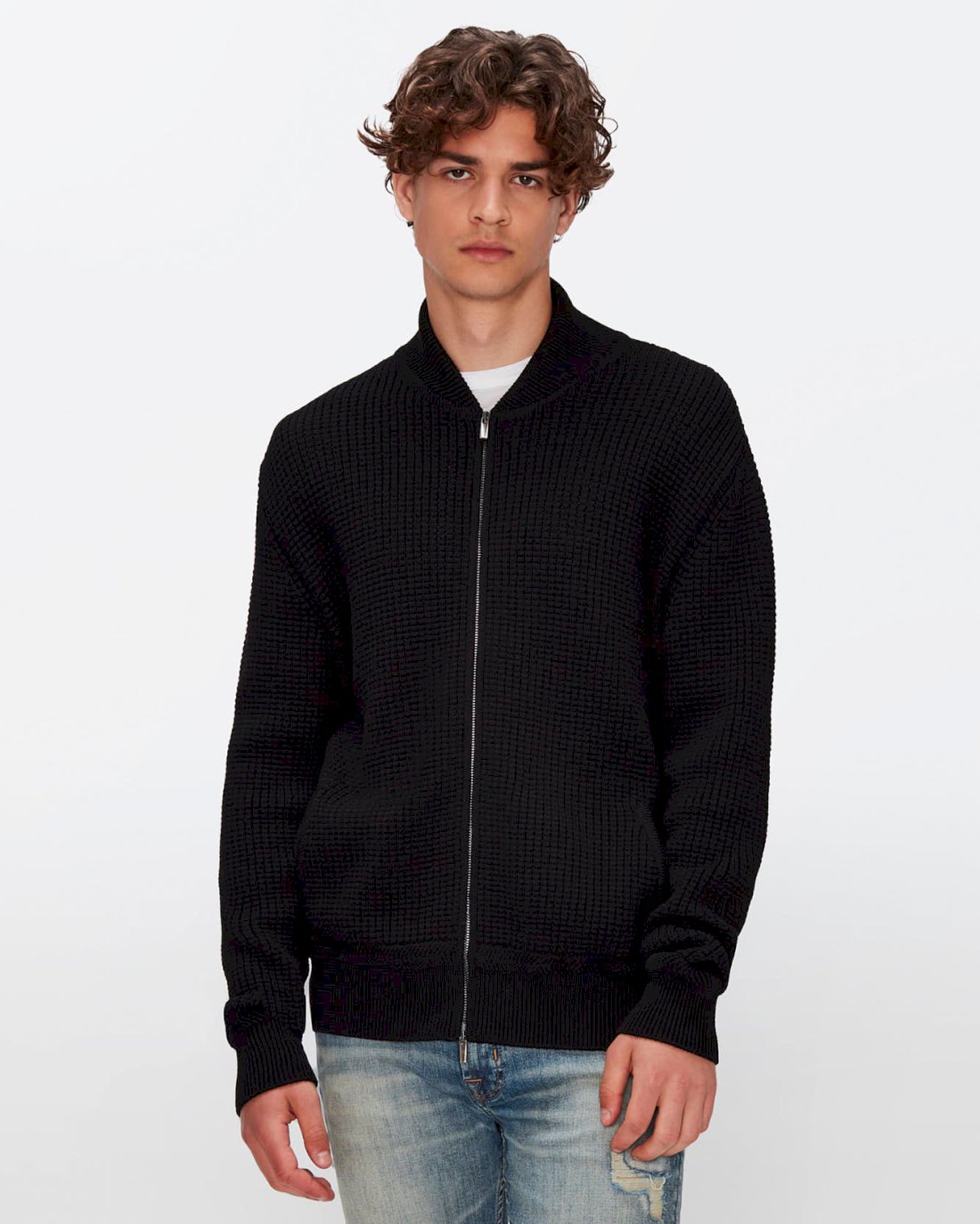 wool bomber jacket in black