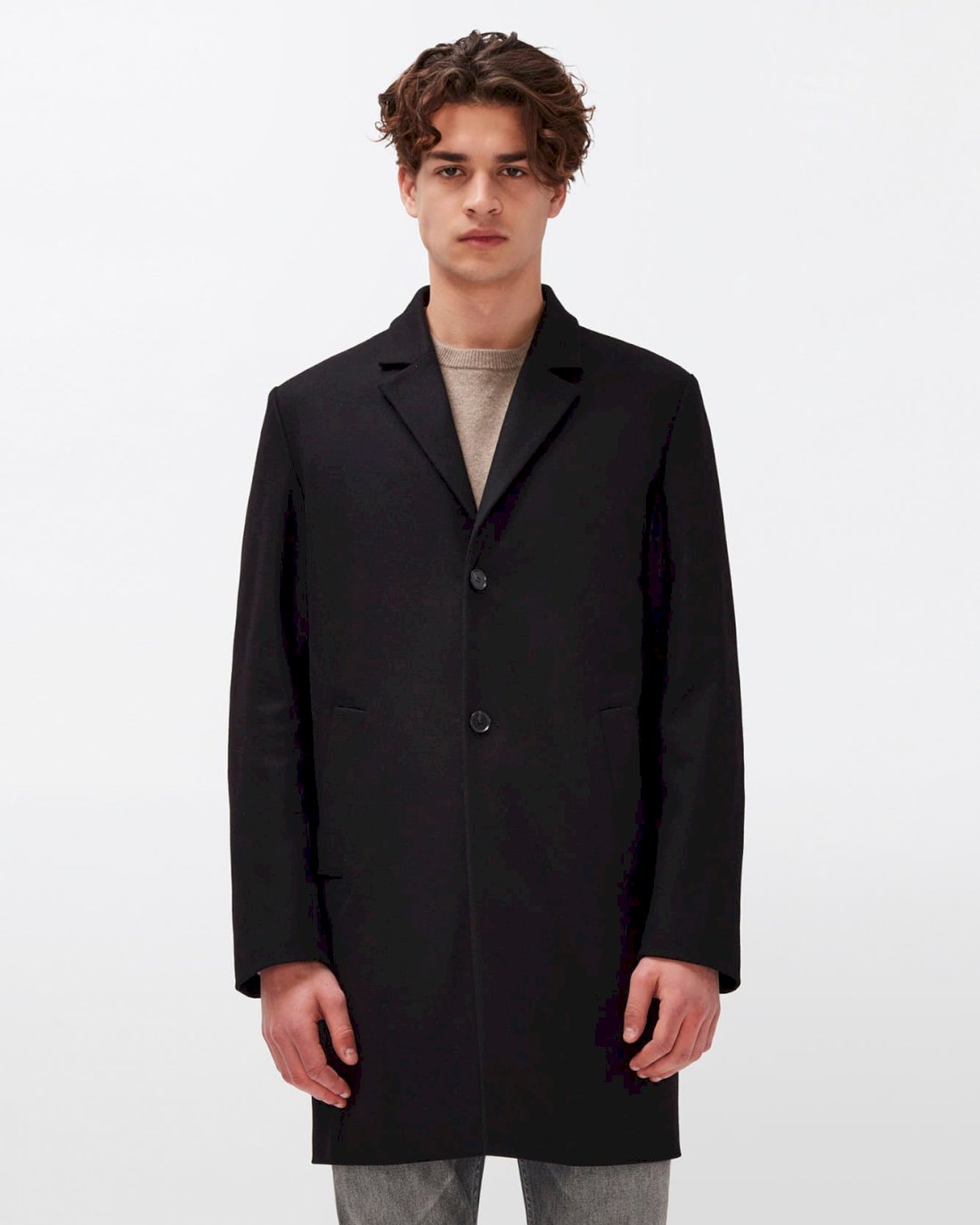 Wool Overcoat in Black | 7 For All Mankind