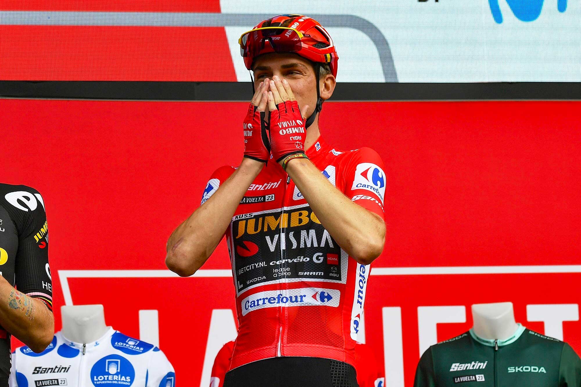 Sepp Kuss on the podium of the 2023 Vuelta