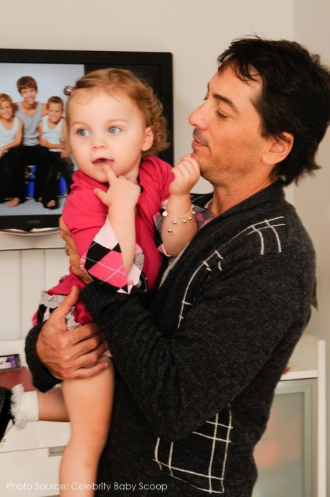 Scott Baio with daughter who is wearing Baby Emi Jewelry Jingle Bell Bracelet.