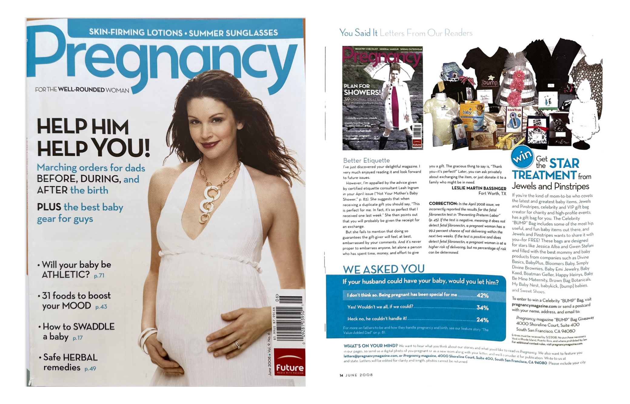 Pregnancy Magazine June 2008 Celebrity Bump Bag Jewels and Pinstripes