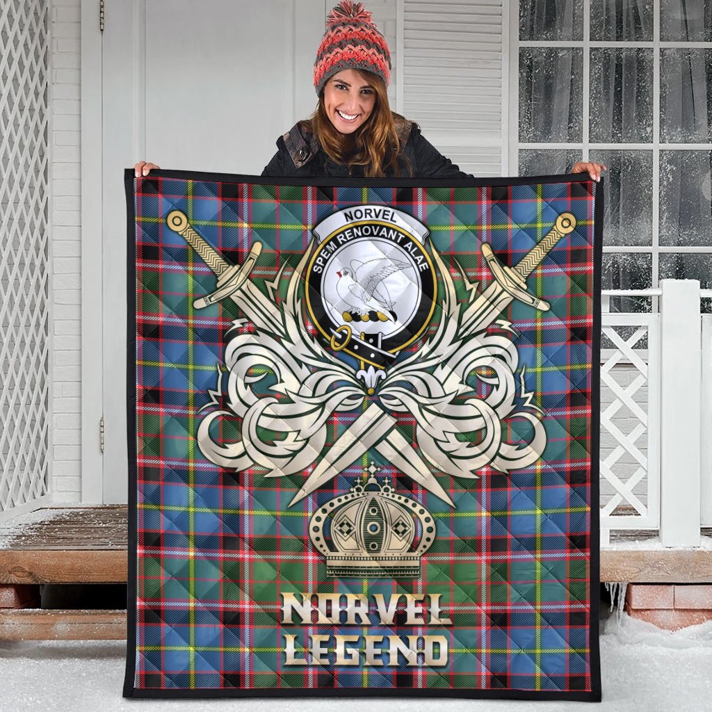 Norvel Clan Crest Tartan Scotland Clan Legend Gold Royal Premium Quilt