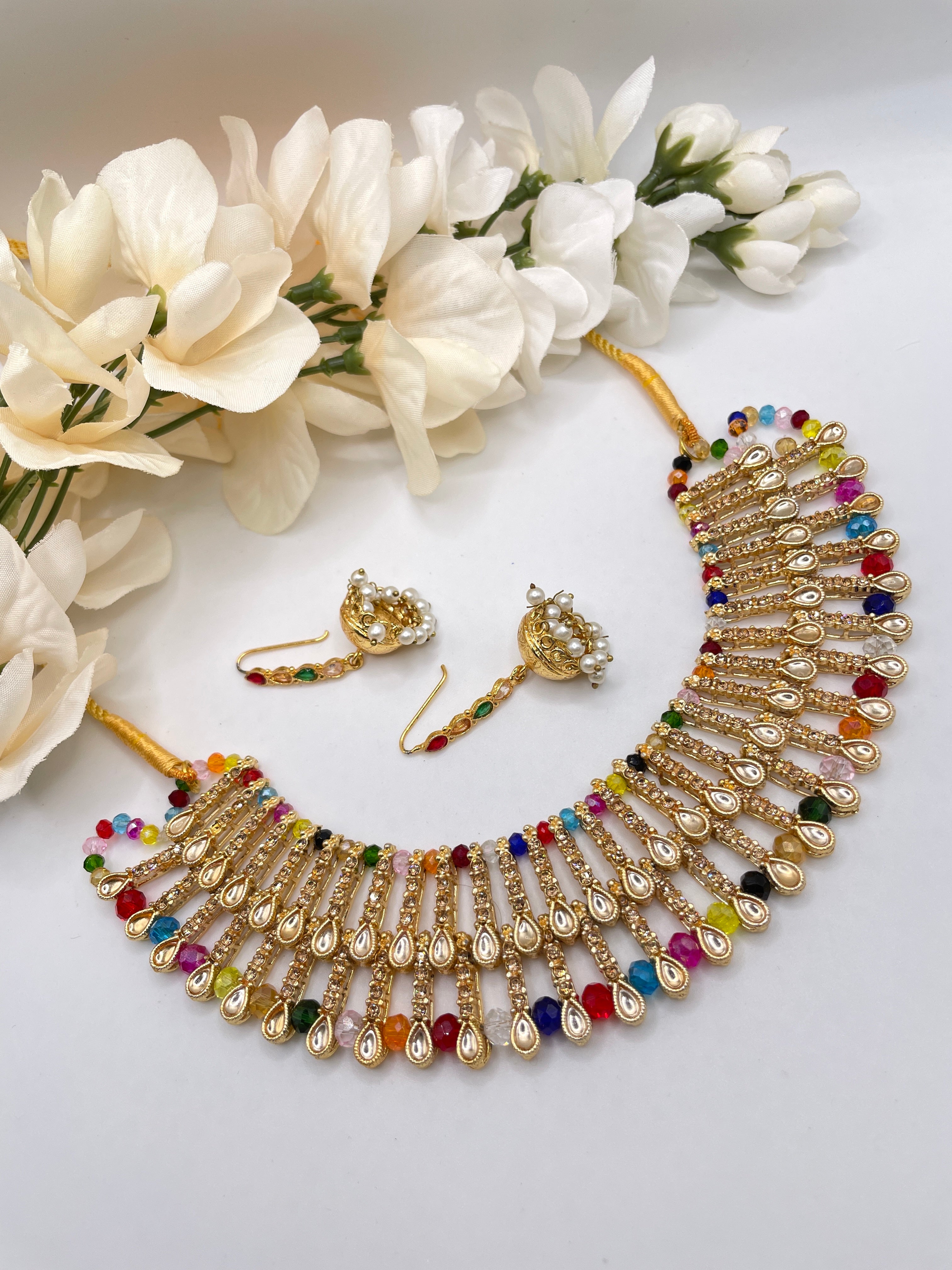 Digital Dress Room Gold Plated Choker Necklace Earring Set Drop Design Red  & Green Stone With Pearl for Women & Girl Online in India, Buy at Best  Price from Firstcry.com - 15228435