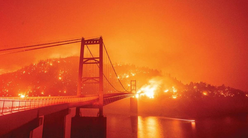 San Francisco Golden Gate Bridge during fire