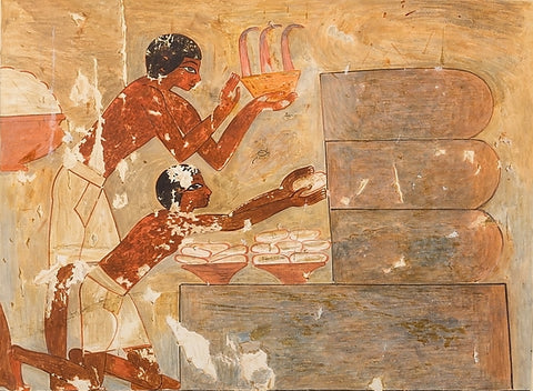 Egyptian painting of honey cake baking