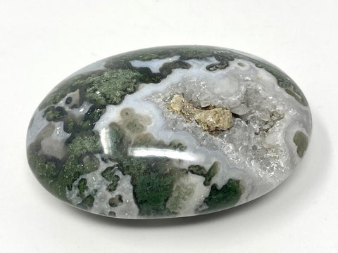 polished moss agate pebble