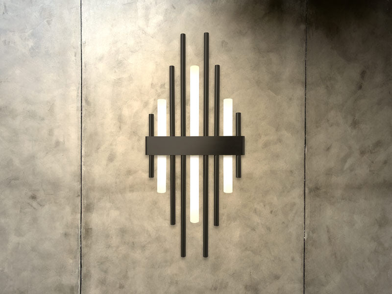 Designer-Wandlampe aus Messing mit 3 Lichtern - Armonia-Linie - Ghidini 1849 - mattschwarzes Finish - zeitgenössisches Design