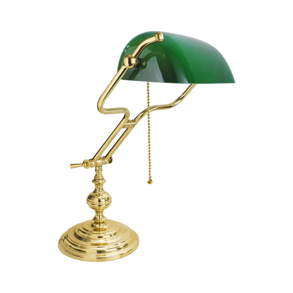 Green Office Desk Lamp Polished Brass Classic