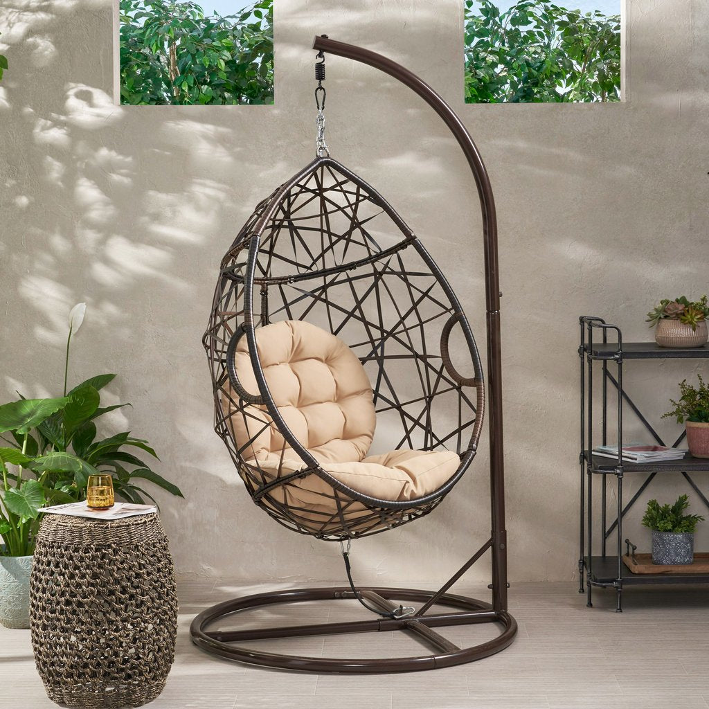 Berkley Indoor-Outdoor Wicker Hanging Egg/Teardrop Chair Photo
