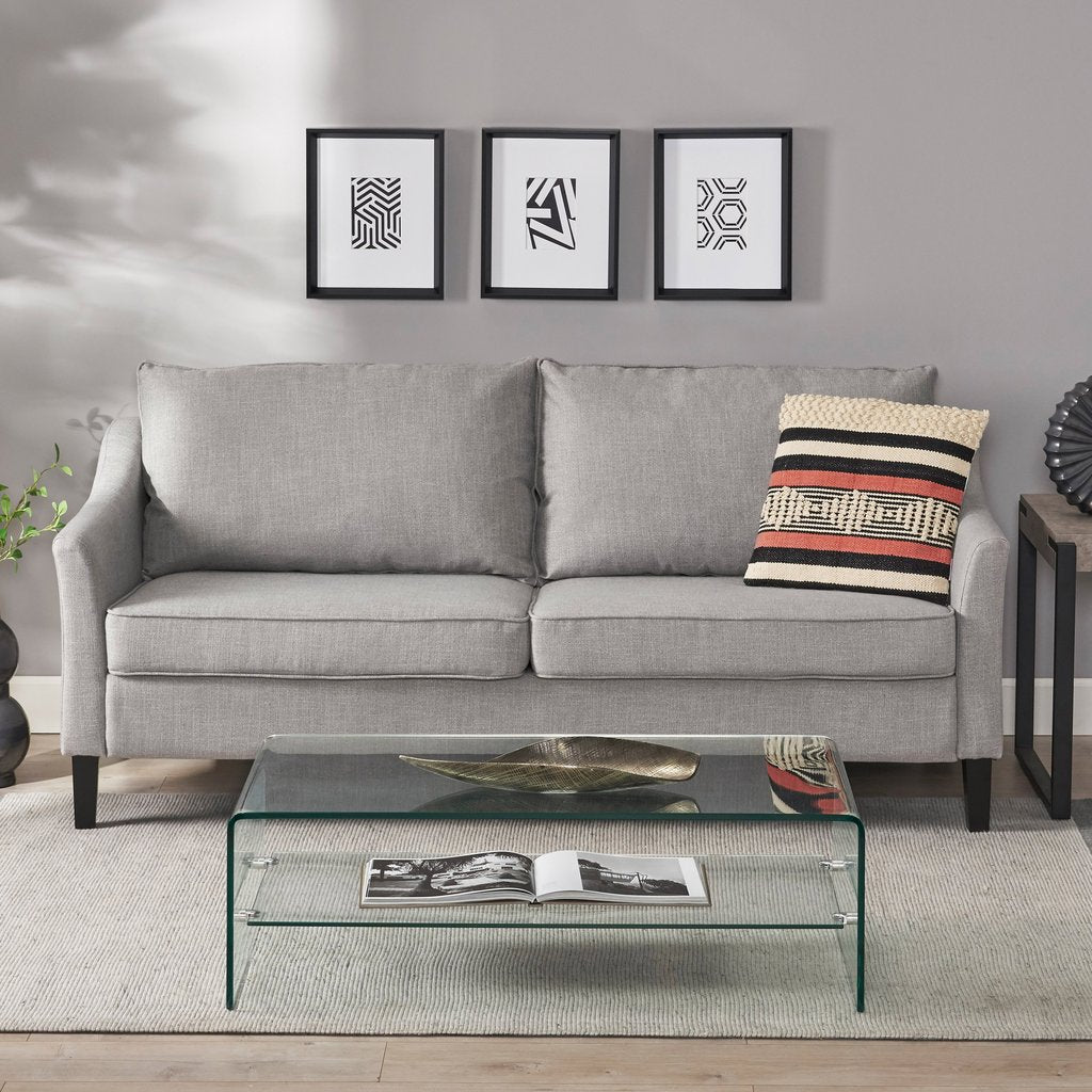 Tess Contemporary Fabric 3 Seater Sofa Light Grey