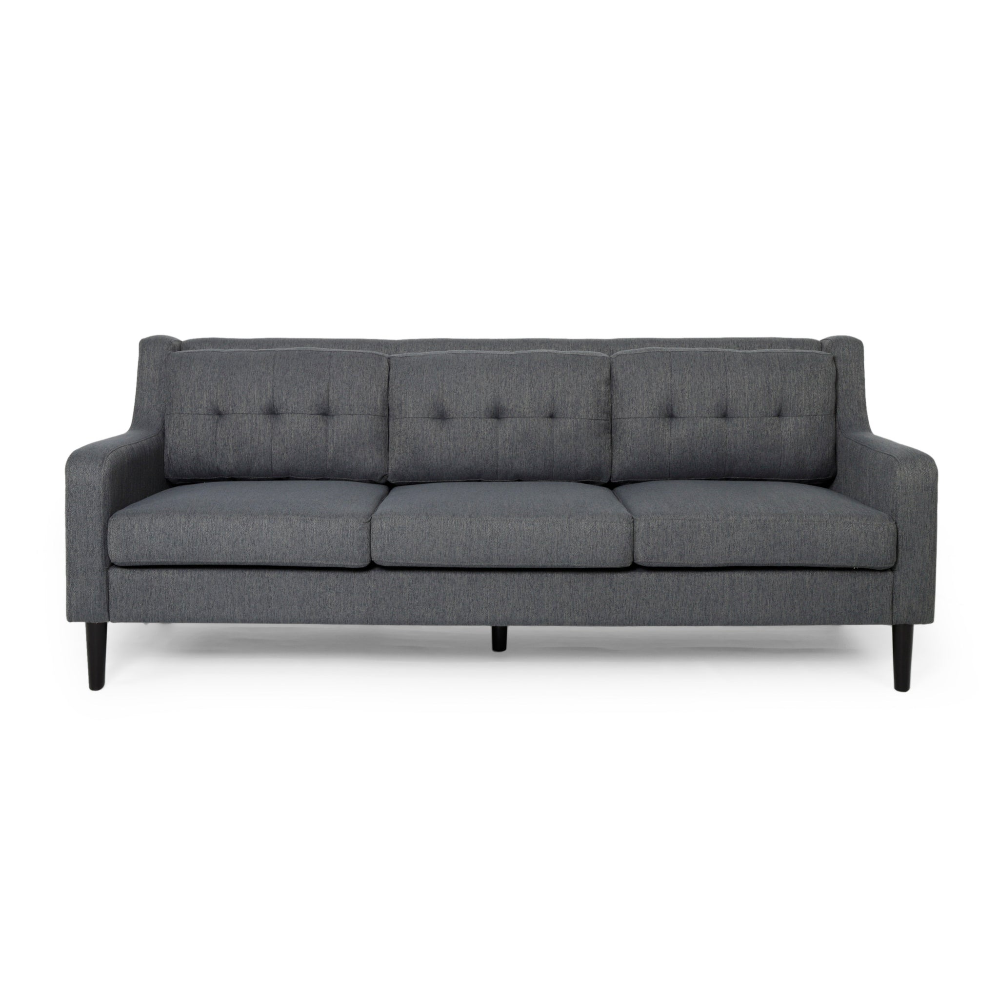 Daelynn Tufted Fabric 3 Seater Sofa in Charcoal color