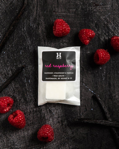 Red raspberry wax melts Henry and co home fragrance 