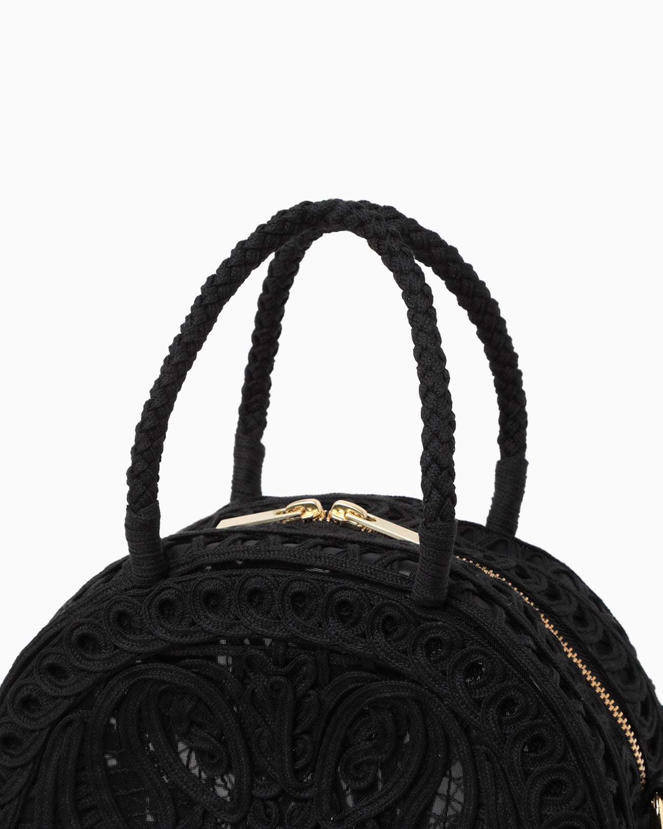 Cording Embroidery Demi Lune Handbag - black - Mame Kurogouchi