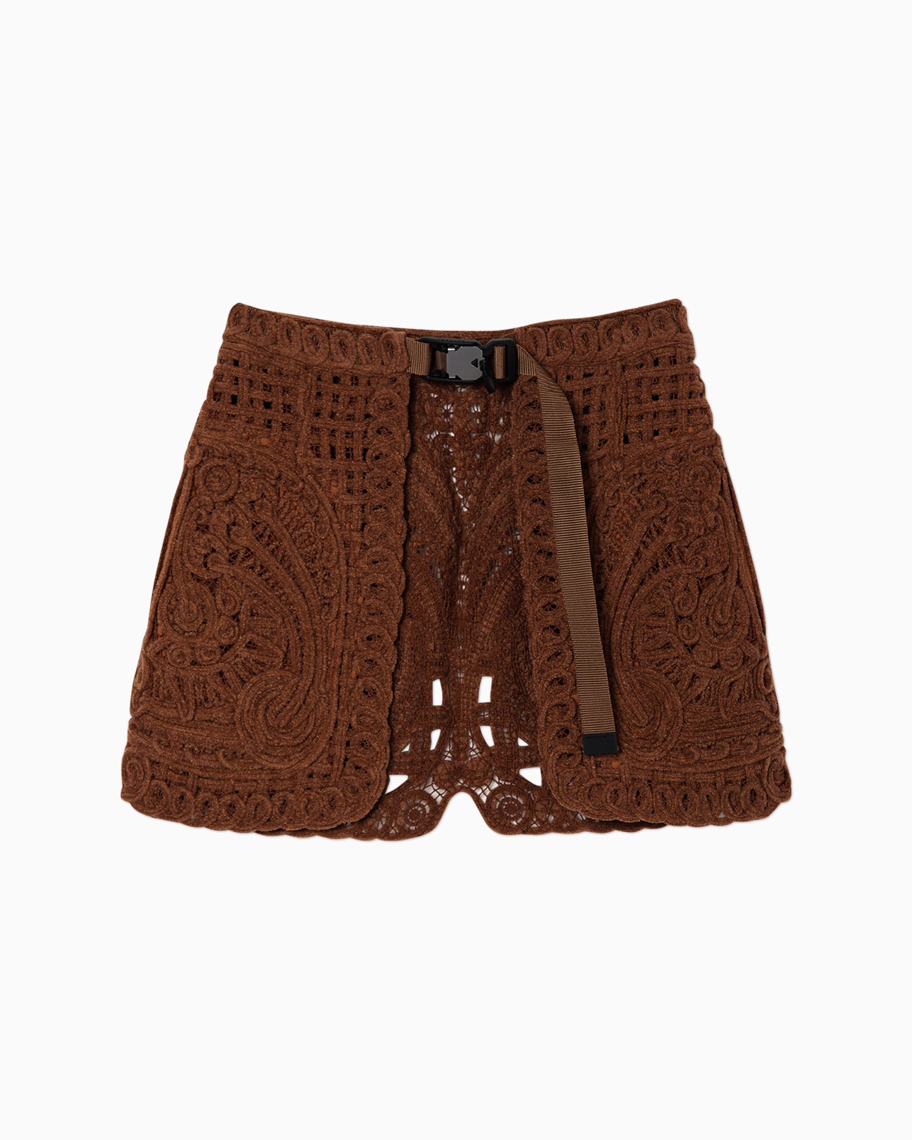 Cord Embroidery Wrapped Skirt - brown