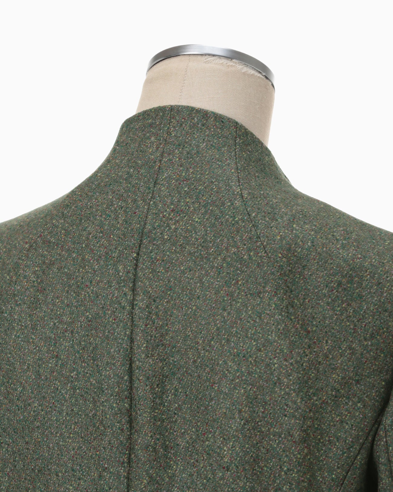 Melange Flannel Collarless Jacket - green - Mame Kurogouchi