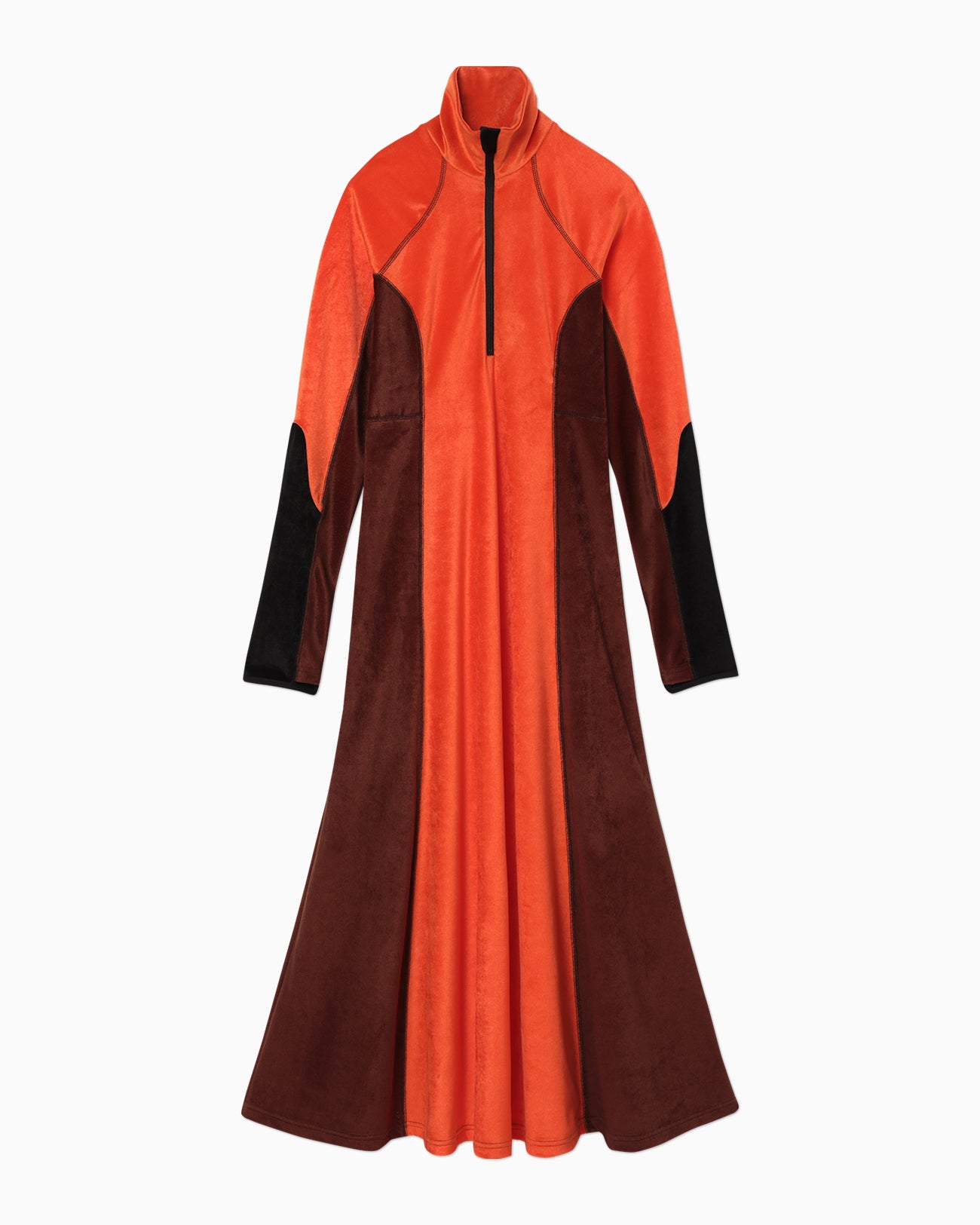 Velour Jersey Flared Dress - orange - Mame Kurogouchi