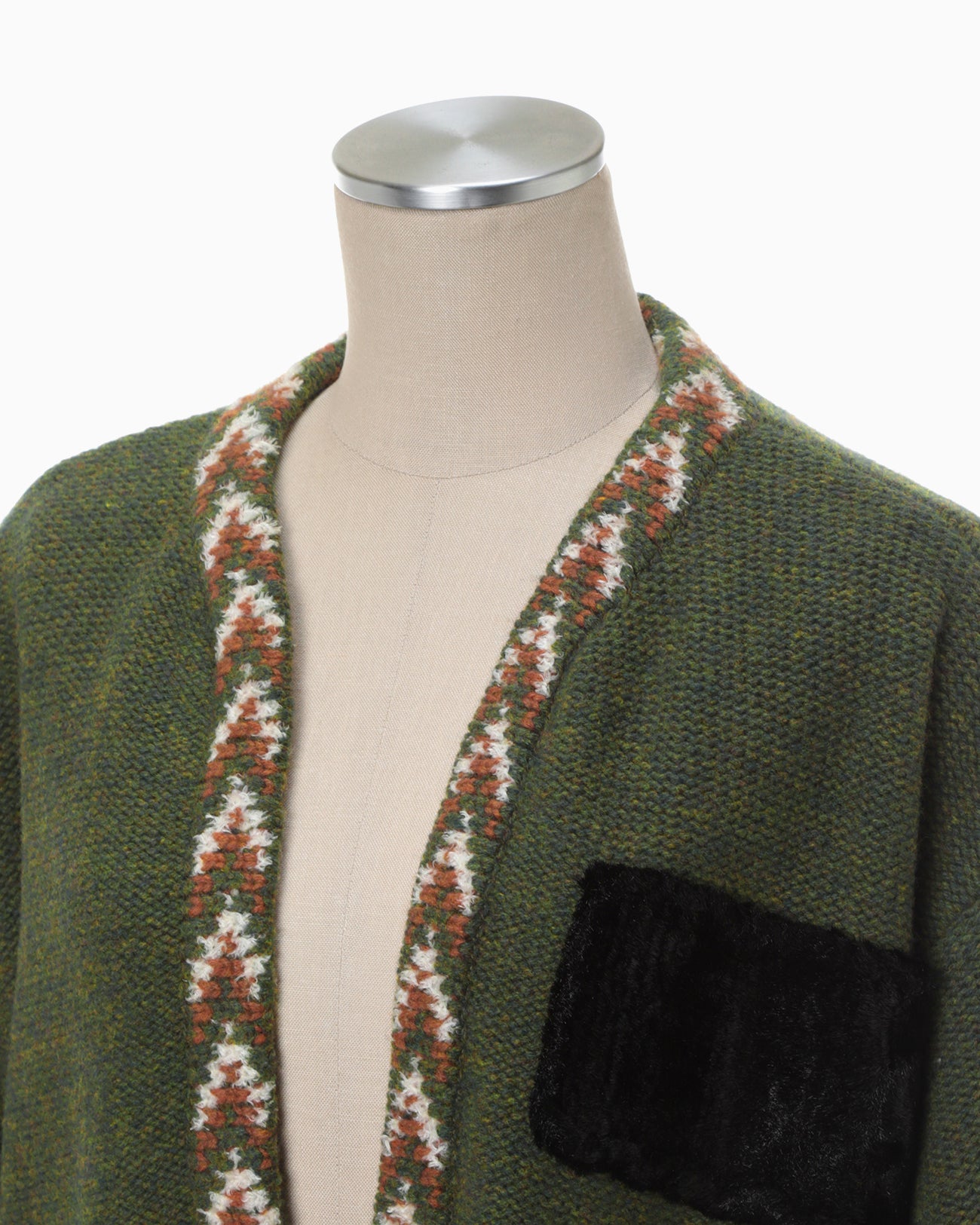 Jomon Pattern Knitted Robe - khaki - Mame Kurogouchi