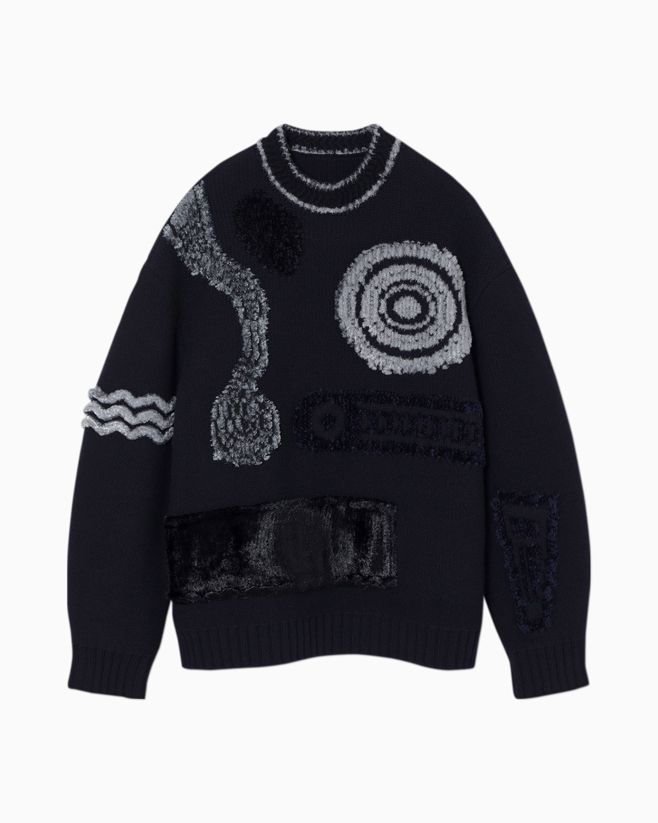 Jomon Pattern Knitted Pullover - navy - Mame Kurogouchi